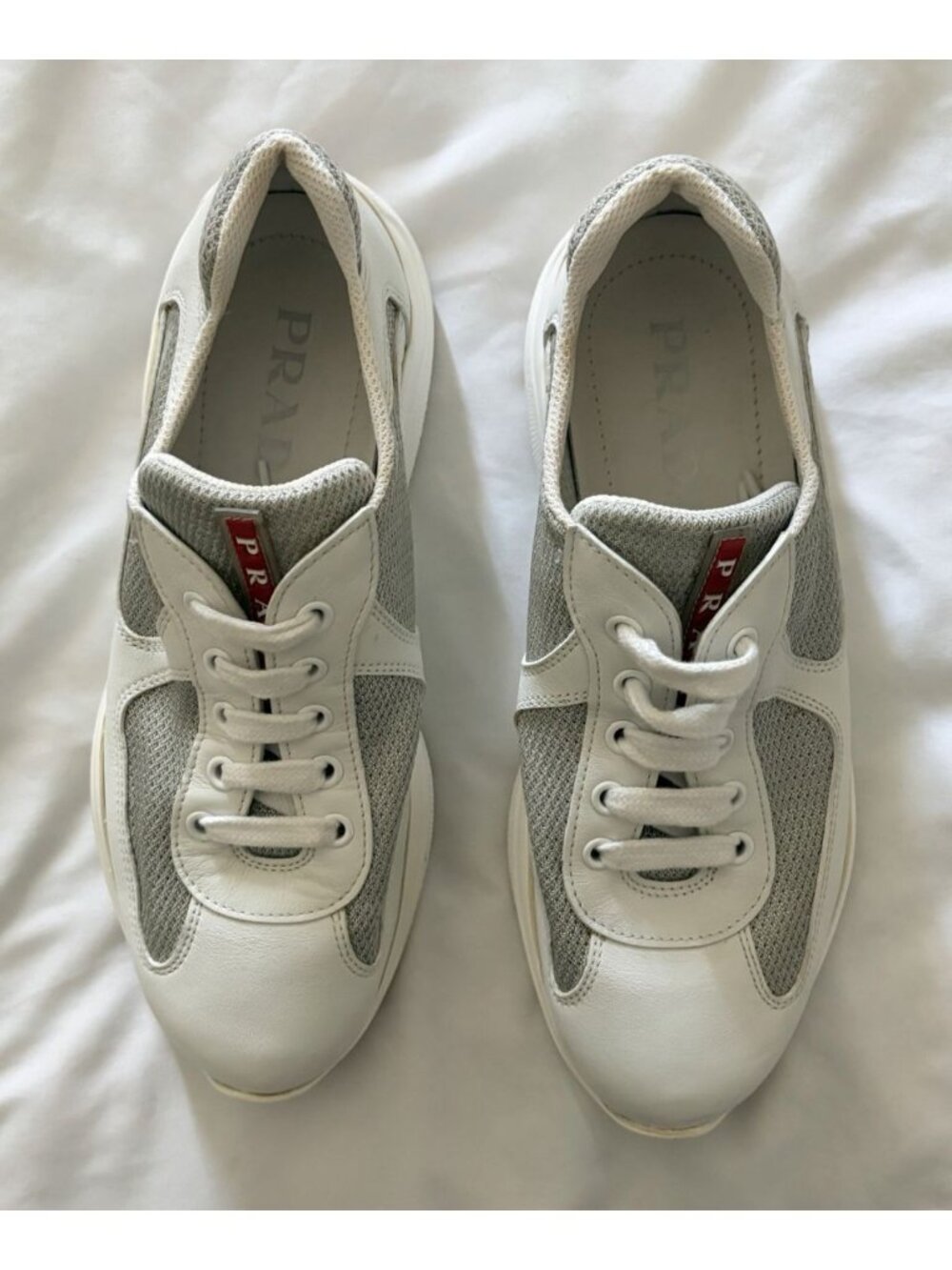 Prada Americas Cup Sneakers White Leather Size EU 36.5 Women’s 6.5 - Picture 3 of 9
